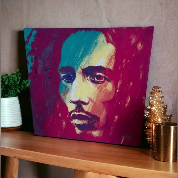 Bob Marley signed large Giclee Art on canvasby Stephen“ the soldier “